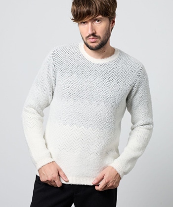 グラデーションシャギークルーネックニット