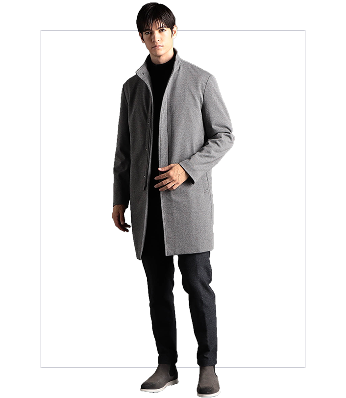 ダブルジャカードニット スタンドカラーコート