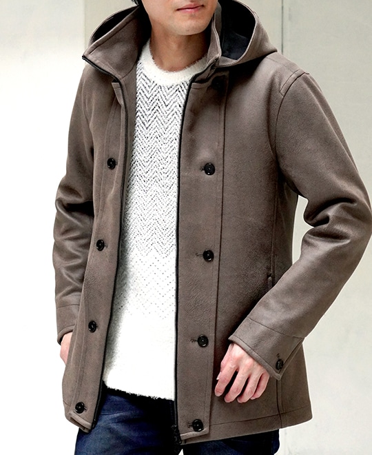 マイクロ起毛ポンチ ムラプリントナポレオンブルゾン