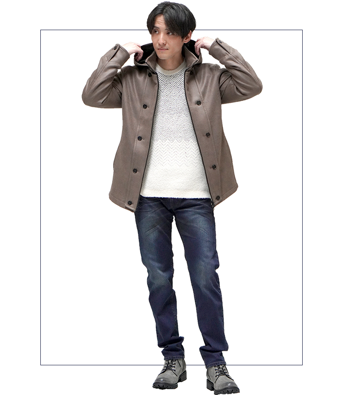 マイクロ起毛ポンチ ムラプリントナポレオンブルゾン