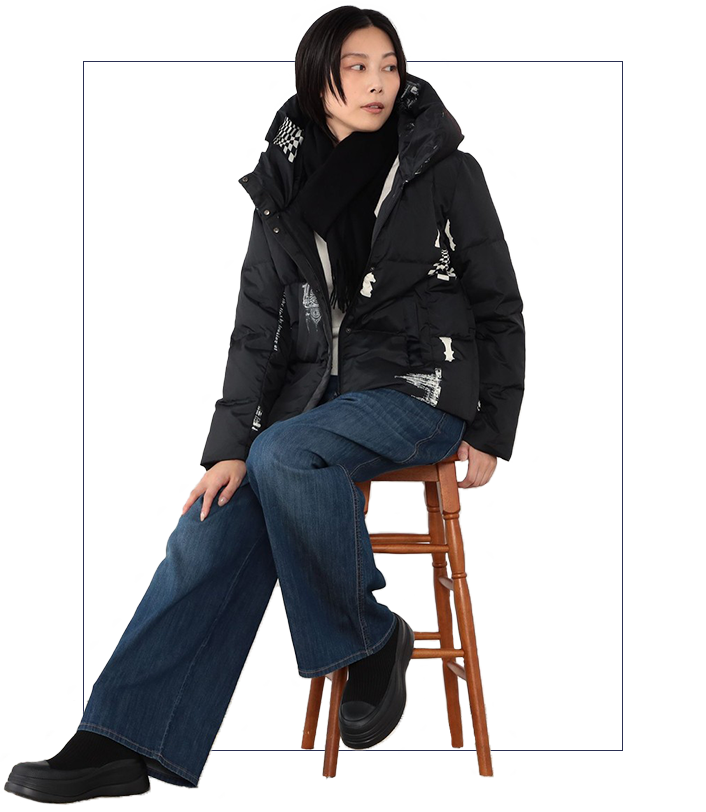 【WALDO】チェス柄ダウンブルゾン