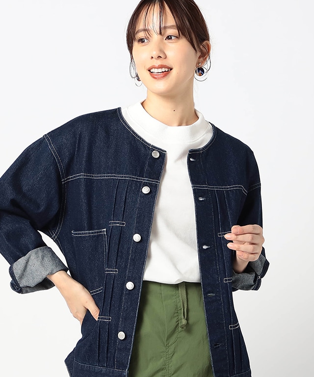 【BROOKLYN OVERALL】ノーカラーデニムジャケット