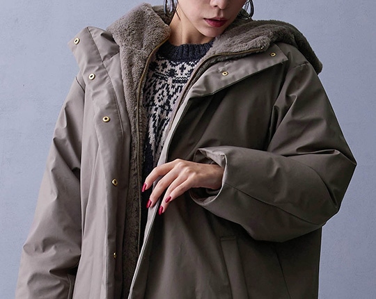 ファーライナー付きドロストダウンブルゾン