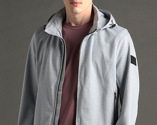 DELEGANT メランジプリントジャージ フーディブルゾン