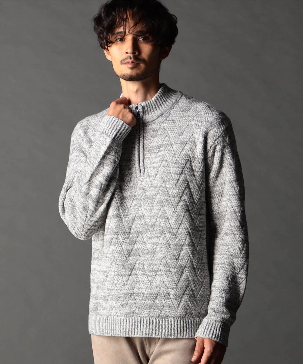 ハーフジッププルオーバーニット