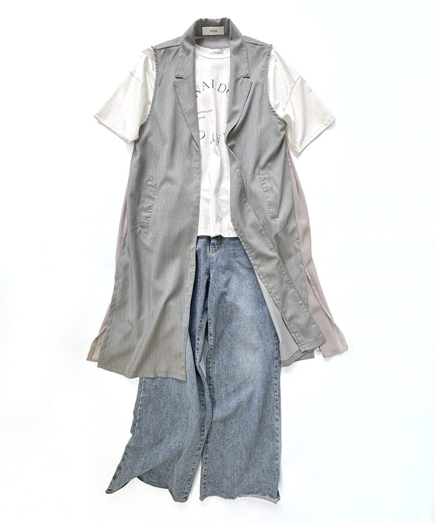 ロングジレ　カジュアルスタイル