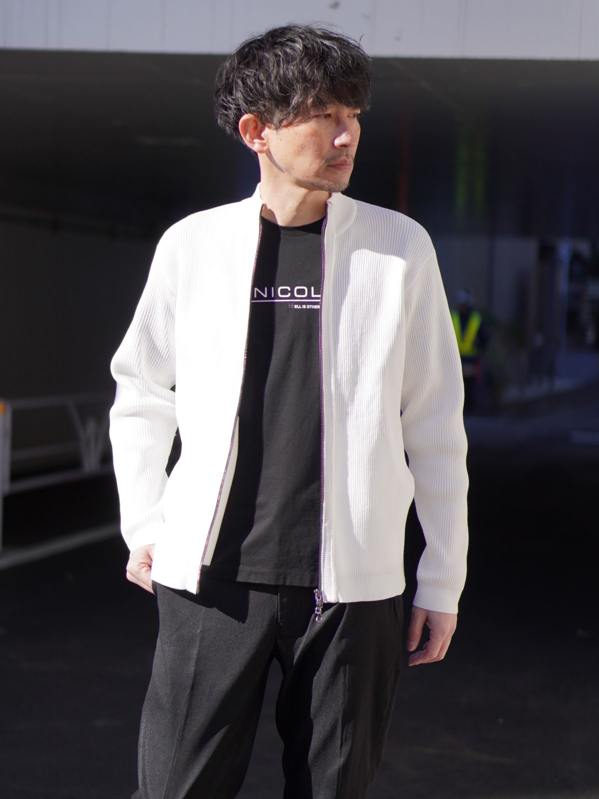 ハイダウェイブラック カーディガン ニット ブルゾン