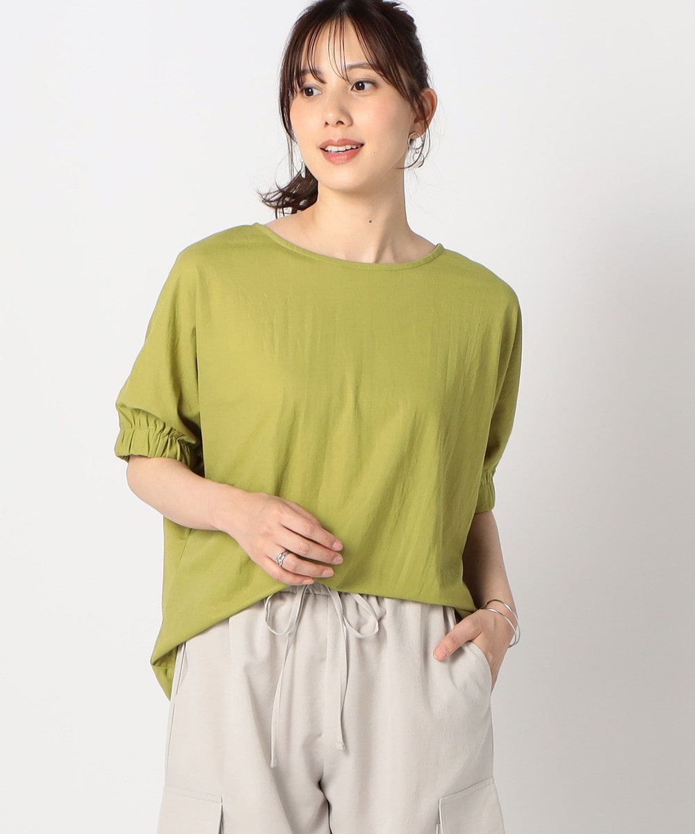 接触冷感ギャザースリーブTシャツ