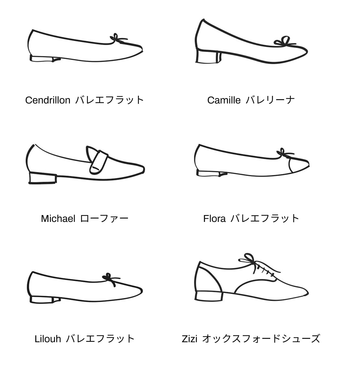 Cendrillon  バレエフラット/Camille  バレリーナ/Michael  ローファー/Flora  バレエフラット/Lilouh  バレエフラット/Zizi  オックスフォードシューズ